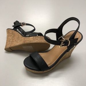 Black Wedge Sandals